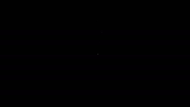 Beyaz çizgi astronot simgesi siyah arkaplanda izole edildi. 4K Video hareketli grafik canlandırması — Stok video