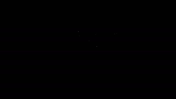 Bílá čára Ikona dalekohledu izolovaná na černém pozadí. Vědecký nástroj. Vzdělávací a astronomický prvek, dalekohled a studijní hvězdy. Grafická animace pohybu videa 4K — Stock video