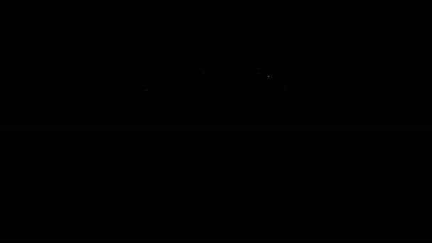 Línea blanca Huevo en maceta caliente icono aislado sobre fondo negro. Huevo cocido. Feliz Pascua. Animación gráfica de vídeo 4K — Vídeos de Stock