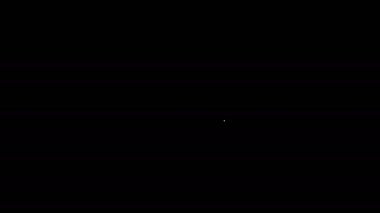 Beyaz çizgi Willow yaprağı simgesi siyah arkaplanda izole edildi. 4K Video hareketli grafik canlandırması