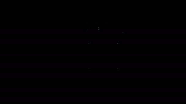 Fehér vonal Ajándék doboz ikon elszigetelt fekete háttér. 4K Videó mozgás grafikus animáció