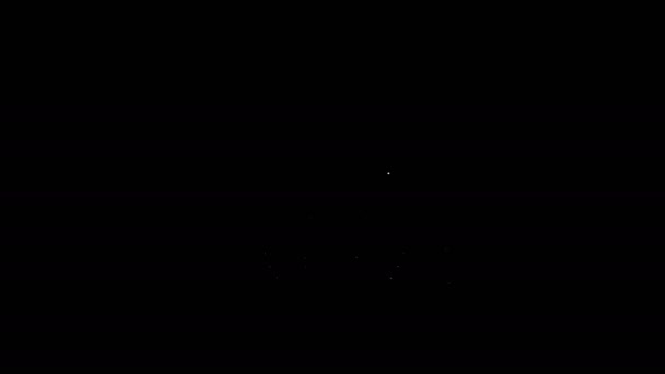 白い線黒の背景に隔離されたイースターウサギのアイコン。イースター・バニー。4Kビデオモーショングラフィックアニメーション — ストック動画