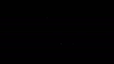 Siyah arkaplanda beyaz çizgi geometrik şekil küp simgesi izole edildi. Soyut şekil. Geometrik süs. 4K Video hareketli grafik canlandırması
