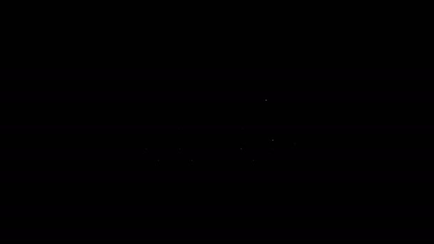 Bílá čára Olejová železniční nádrž ikona izolované na černém pozadí. Nádrž s olejem na železničním voze. Železniční náklad. Ropný průmysl. Grafická animace pohybu videa 4K — Stock video