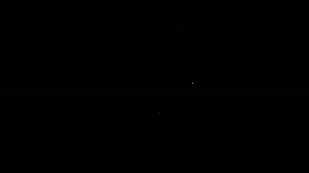 黒の背景に隔離された2月14日のアイコンを持つホワイトラインカレンダー。バレンタインデー。愛のシンボル。4Kビデオモーショングラフィックアニメーション — ストック動画
