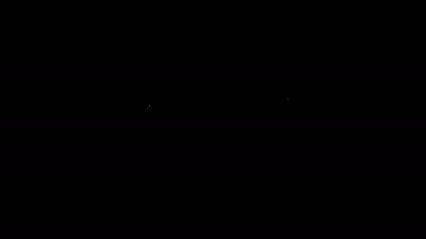 Witte lijn Snoep in hartvormige doos en strik pictogram geïsoleerd op zwarte achtergrond. Valentijnsdag. 4K Video motion grafische animatie — Stockvideo