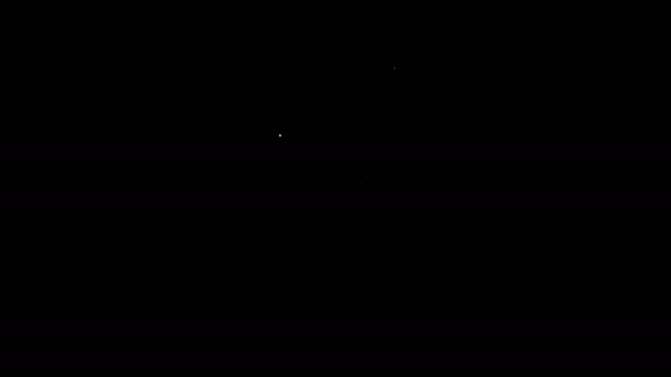 Белая линия День Святого Валентина праздник флаер значок изолирован на черном фоне. Шаблон праздничного плаката приглашения или поздравительной открытки. Видеографическая анимация 4K — стоковое видео
