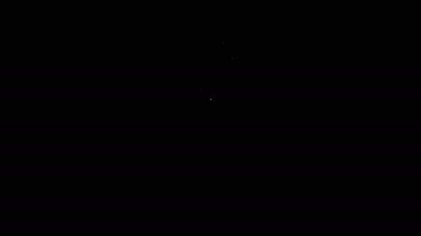Λευκή γραμμή Βέρες εικονίδιο που απομονώνεται σε μαύρο φόντο. Νύφη και γαμπρός σημάδι κοσμημάτων. Σύμβολο γάμου. Διαμαντένιο δαχτυλίδι. 4K Γραφική κίνηση κίνησης βίντεο — Αρχείο Βίντεο
