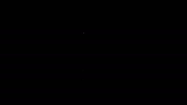 Línea blanca Icono en forma de corazón aislado sobre fondo negro. Día de San Valentín. Animación gráfica de vídeo 4K — Vídeo de stock