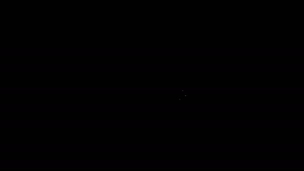 Weiße Linie Mann Hut mit Band-Symbol isoliert auf schwarzem Hintergrund. 4K Video Motion Grafik Animation — Stockvideo