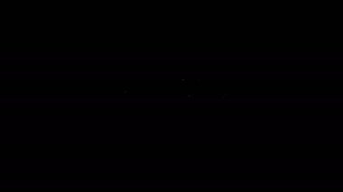 Siyah arka planda izole edilmiş düğmeli çelik toka ikonu olan beyaz çizgili deri kemer. 4K Video hareketli grafik canlandırması