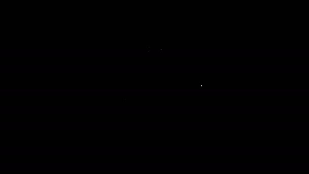 Weiße Linie Hängeschild mit Text Türsymbol öffnen isoliert auf schwarzem Hintergrund. 4K Video Motion Grafik Animation — Stockvideo