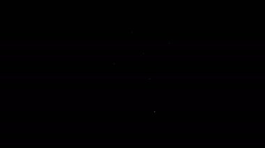 Siyah arkaplanda beyaz çizgi kredisi simgesi izole edildi. Koruma kalkanı işareti. Kredi yüzdesi sembolü. 4K Video hareketli grafik canlandırması