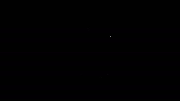 Белая линия Корзина с галочкой значок изолирован на черном фоне. Корзина супермаркета с одобренным, подтвердить, сделать, клещ, завершена. Видеографическая анимация 4K — стоковое видео