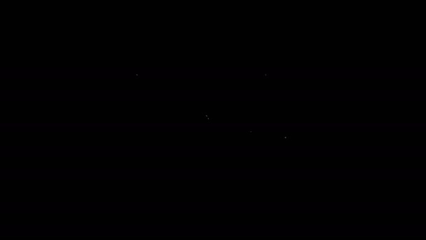 Bílá čára obálka s ikonou mince dolar symbol izolované na černém pozadí. Zvýšení platů, výplaty peněz, příjem z vyrovnání. Grafická animace pohybu videa 4K — Stock video