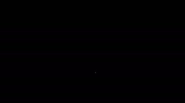 Beyaz çizgi klasik kapalı çelik güvenlik iğnesi simgesi siyah arkaplanda izole edilmiş. 4K Video hareketli grafik canlandırması