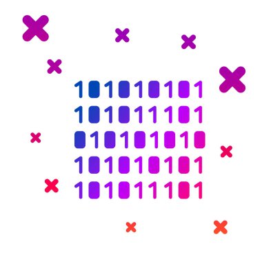 Beyaz arkaplanda izole edilmiş renkli ikili kod simgesi. Kademeli rastgele dinamik şekiller. Vektör İllüstrasyonu