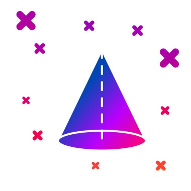 Renkli Geometrik şekil Cone simgesi beyaz arkaplanda izole edildi. Soyut şekil. Geometrik süs. Kademeli rastgele dinamik şekiller. Vektör İllüstrasyonu