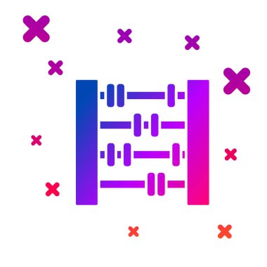 Beyaz arkaplanda izole edilmiş renkli Abaküs simgesi. Geleneksel sayım çerçevesi. Eğitim işareti. Matematik okulu. Kademeli rastgele dinamik şekiller. Vektör İllüstrasyonu