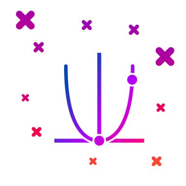 Beyaz arkaplanda renk grafiği, çizelge, diyagram, bilgi, turta grafik simgesi izole. Kademeli rastgele dinamik şekiller. Vektör İllüstrasyonu