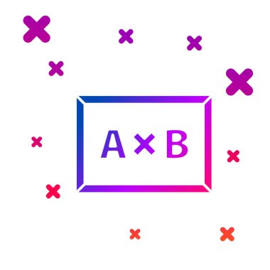 Beyaz arka planda izole renkli Chalkboard simgesi. Okul Blackboard işareti. Degrade rasgele dinamik şekiller. Vektör Illustration