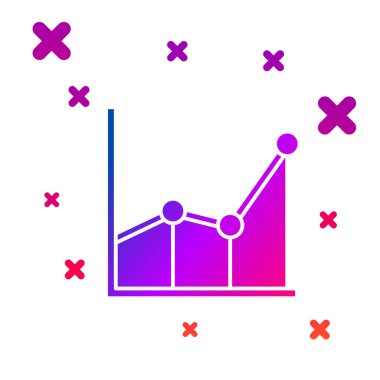 Beyaz arkaplanda renk grafiği, çizelge, diyagram, bilgi, turta grafik simgesi izole. Kademeli rastgele dinamik şekiller. Vektör İllüstrasyonu