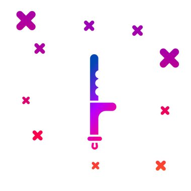 Renkli Polis kauçuk çubuk simgesi beyaz arkaplanda izole edildi. Kauçuk copu. Polis yarasası. Polis ekipmanları. Kademeli rastgele dinamik şekiller. Vektör İllüstrasyonu