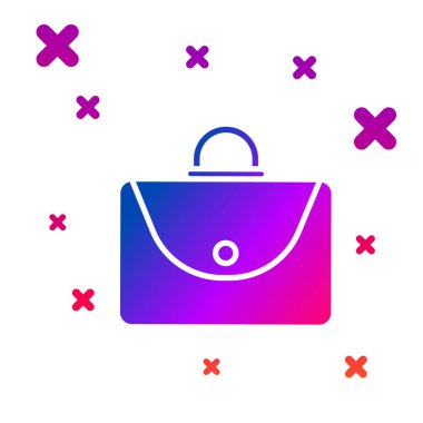 Beyaz arka planda izole renkli evrak çantası simgesi. İş davası işareti. İş portföyü. Degrade rasgele dinamik şekiller. Vektör Illustration