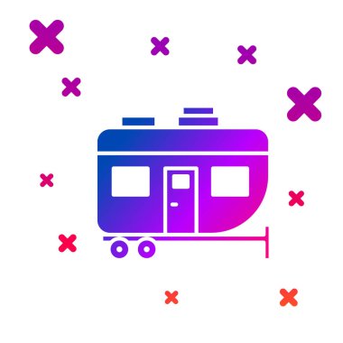 Renkli Rv Kamp karavanı simgesi beyaz arkaplanda izole edildi. Gezici ev, karavan, yolculuk için ev karavanı. Kademeli rastgele dinamik şekiller. Vektör İllüstrasyonu