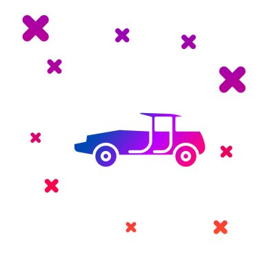 Beyaz arkaplanda izole edilmiş renkli araba simgesi. Kademeli rastgele dinamik şekiller. Vektör İllüstrasyonu