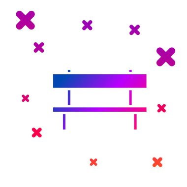 Beyaz arkaplanda izole edilmiş renkli Bench simgesi. Kademeli rastgele dinamik şekiller. Vektör İllüstrasyonu