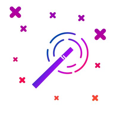 Beyaz arka planda yalıtılmış Renk Magic değnek simgesi. Yıldız şekli sihirli aksesuar. Sihirli güç. Gradyan rasgele dinamik şekiller. Vektör İllüstrasyonu