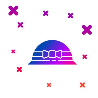 Beyaz arka planda izole edilmiş zarif kadın şapka ikonu. 8 Mart. Uluslararası Mutlu Kadınlar Günü. Kademeli rastgele dinamik şekiller. Vektör İllüstrasyonu