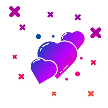 Renk Kalbi simgesi beyaz arkaplanda izole edildi. Romantik sembol, bağlanma, tutku ve düğün. 8 Mart. Mutlu Kadın Günleri. Kademeli rastgele dinamik şekiller. Vektör İllüstrasyonu