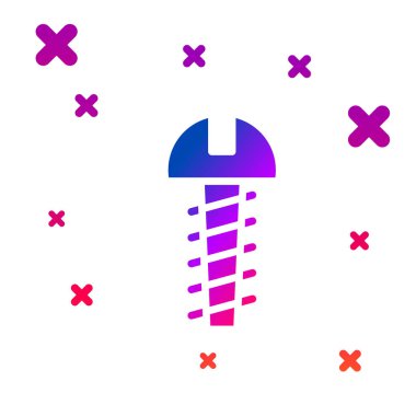 Beyaz arkaplanda izole edilmiş renkli metal vida simgesi. Kademeli rastgele dinamik şekiller. Vektör İllüstrasyonu