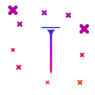 Beyaz arkaplanda izole edilmiş renkli metal tırnak simgesi. Kademeli rastgele dinamik şekiller. Vektör İllüstrasyonu