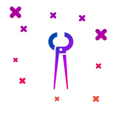 Beyaz arkaplanda renk kıskacı ve kerpeten simgesi izole edildi. Kıskaçlar endüstri mekanik tesisat aletini çalıştırır. Kademeli rastgele dinamik şekiller. Vektör İllüstrasyonu