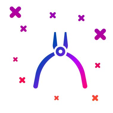 Beyaz arkaplanda renk pense aracı simgesi izole edildi. Pense endüstriyel mekanik su tesisatında çalışıyor. Kademeli rastgele dinamik şekiller. Vektör İllüstrasyonu