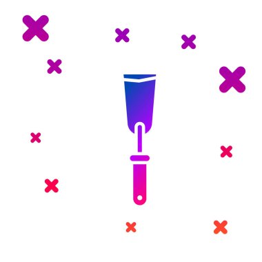 Beyaz arkaplanda izole edilmiş renk macunu bıçak ikonu. Spatula tamir aleti. Yağma ya da boya aletleri. Kademeli rastgele dinamik şekiller. Vektör İllüstrasyonu