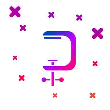 Renk kıskacı ve vida araç simgesi beyaz arkaplanda izole. Çilingir aleti. Kademeli rastgele dinamik şekiller. Vektör İllüstrasyonu