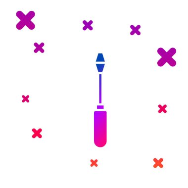 Renkli tornavida simgesi beyaz arkaplanda izole edildi. Servis aracı sembolü. Kademeli rastgele dinamik şekiller. Vektör İllüstrasyonu