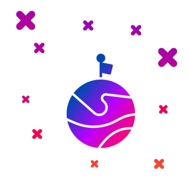 Beyaz arkaplanda izole edilmiş bayrak simgesine sahip renkli ay. Kademeli rastgele dinamik şekiller. Vektör İllüstrasyonu