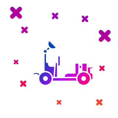 Mars Renk Gezgini simgesi beyaz arkaplanda izole edildi. Uzay aracı. Ay yürüyüşü işareti. Gezegen yüzeyini incelemek için bir cihaz. Kademeli rastgele dinamik şekiller. Vektör İllüstrasyonu