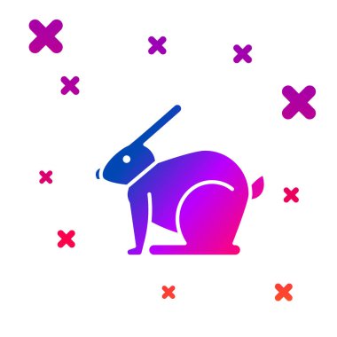 Beyaz arka planda izole edilmiş renkli Paskalya tavşanı simgesi. Paskalya Tavşanı. Kademeli rastgele dinamik şekiller. Vektör İllüstrasyonu