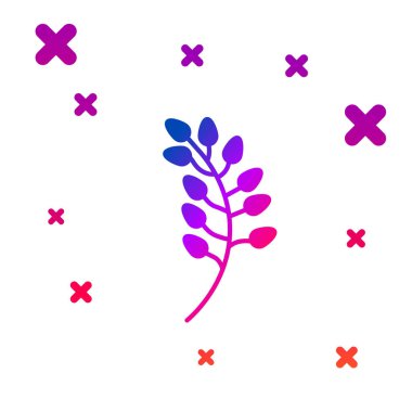 Beyaz arkaplanda izole edilmiş renkli söğüt yaprağı simgesi. Kademeli rastgele dinamik şekiller. Vektör İllüstrasyonu