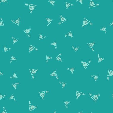 Yeşil Cadı Kazanı ve sihirli taş ikonu yeşil arka planda izole edilmiş pürüzsüz desen. Vektör İllüstrasyonu