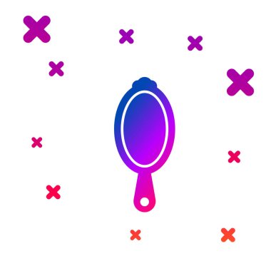 Beyaz arkaplanda izole edilmiş renkli sihirli el aynası ikonu. Kademeli rastgele dinamik şekiller. Vektör İllüstrasyonu