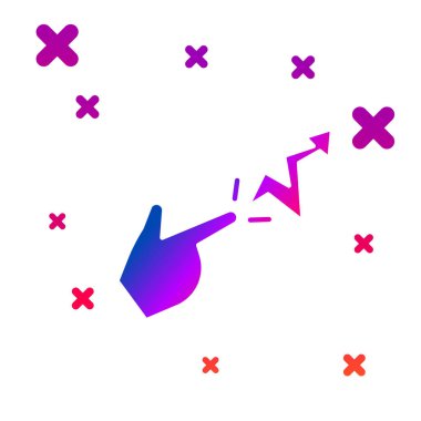 Beyaz arkaplanda izole edilmiş renk büyüsü simgesi. Büyücü el büyüler yapıyor. Kademeli rastgele dinamik şekiller. Vektör İllüstrasyonu