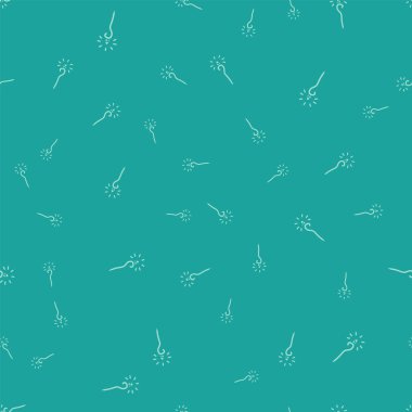 Yeşil büyü simgesi yeşil arka planda kusursuz desen izole etti. Sihirli değnek, asa, değnek, değnek. Vektör İllüstrasyonu