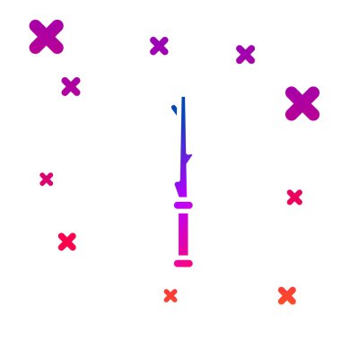 Beyaz arka planda yalıtılmış Renk Magic değnek simgesi. Yıldız şekli sihirli aksesuar. Sihirli güç. Gradyan rasgele dinamik şekiller. Vektör İllüstrasyonu